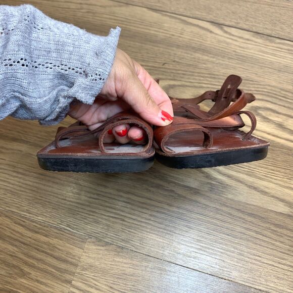 Biblical Jerusalem Size 40 8.5 - 9 Women Brown Leather Strap Buckle Handmade - Picture 6 of 10